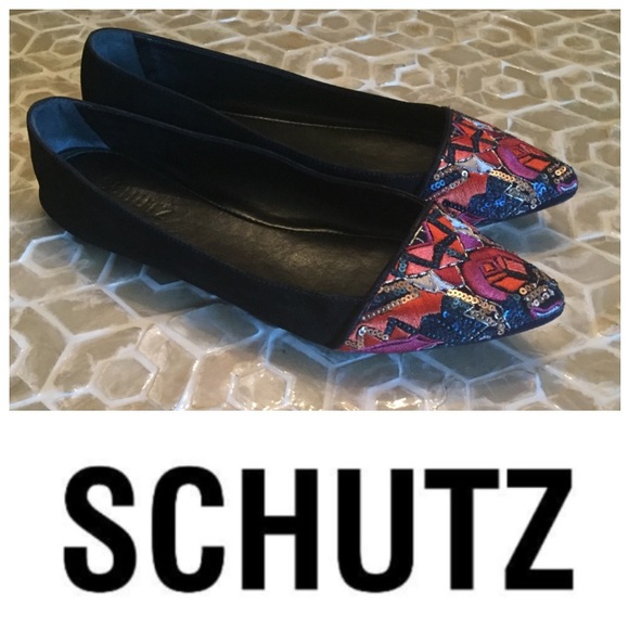 Schultz Shoes - ADORABLE Shultz embroidered suede ballet flat (38)